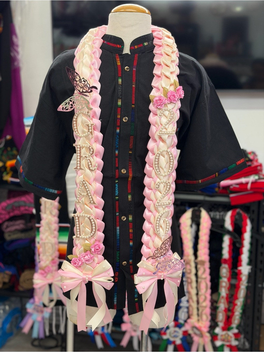 Personalized Graduation Ribbon Lei 2026  Pink - Picture 2 of 6